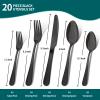 20 Pieces Black Silverware Set, ENLOY Flatware Cutlery Set Stainless Steel Utensils Service for 4, Heavy Duty Gift and Dishwasher Safe, Mirror Polished Dinner Knife, Fork, Spoon for Restaurant view 2