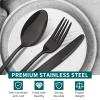 20 Pieces Black Silverware Set, ENLOY Flatware Cutlery Set Stainless Steel Utensils Service for 4, Heavy Duty Gift and Dishwasher Safe, Mirror Polished Dinner Knife, Fork, Spoon for Restaurant view 3