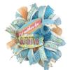 I'd rather be SURFING Beach, Coastal, Tropical Wreath for Front Door Outside or Inside Decorations. Very Full, Made with Turquoise & White Eyelash Mesh & Orange Mesh view 2