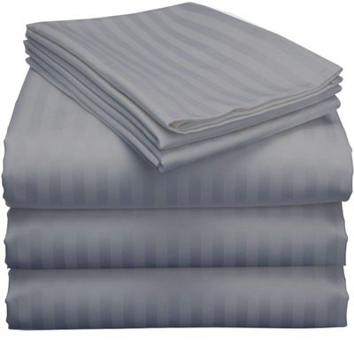 Split Sheet Set (5Pc) Split California King Sheets for Adjustable Beds 100% Egyptian Cotton 800 Thread Count Split California King Sheet Set, 18" Deep Pocket Adjustable Bed Sheets, Silver Stripe