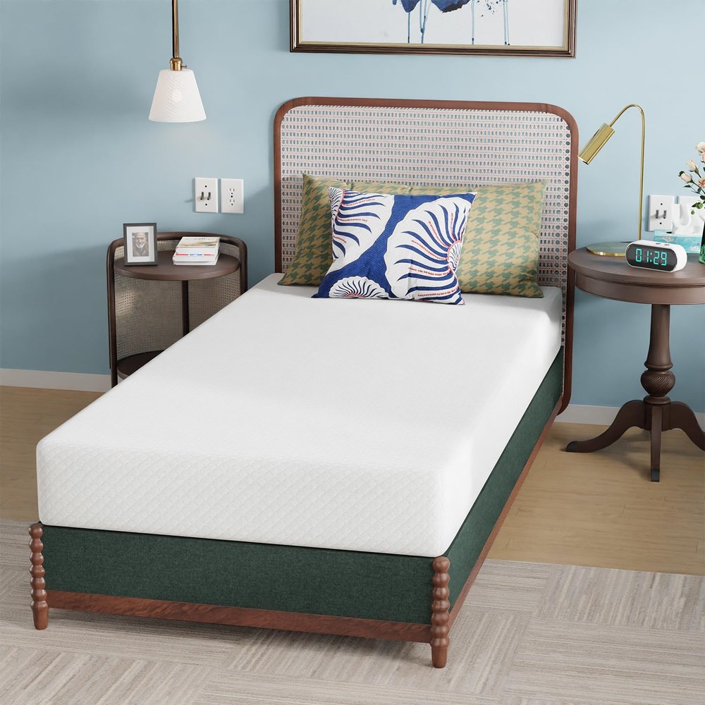 BestMassage | 8 Inch Twin Mattress | Gel Memory Foam | Medium Firm Feel | White | Bed in a Box, CertiPUR-US Certified | Pressure Relief, Cooling Ventilated Foam | Breathable Knit Cover