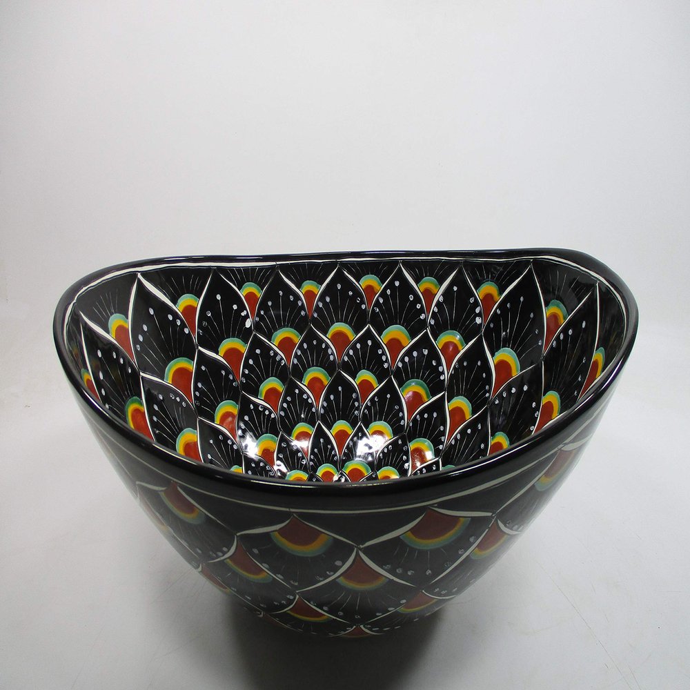 18" TALAVERA SINK oval vessel mexican bathroom handmade ceramic folk art