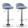 360  Swivel 2 PCS Bar Stools Set with Backrest Adjustable Height 71-91 CM Gas Lift and Base for Breakfast Bar Counter Kitchen Blue view 1