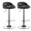 360  Swivel 2 PCS Bar Stools Set with Backrest Adjustable Height 71-91 CM Gas Lift and Base for Breakfast Bar Counter Kitchen Black view 1