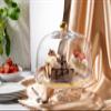 Barski Glass - Cake Stand - and - Dome - with - Gold Rim - and - Gold Knob - for - Cake - Fruit - Cheese - 11.75" Diameter - Made in Europe view 2