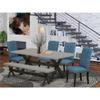 East West Furniture X697EL121-6 6 Piece Dining Set Contains a Rectangle Dining Room Table with X-Legs and 4 Blue Linen Fabric Parson Chairs with a Bench, 40x72 Inch, Multi-Color view 2