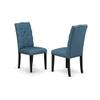 East West Furniture X697EL121-6 6 Piece Dining Set Contains a Rectangle Dining Room Table with X-Legs and 4 Blue Linen Fabric Parson Chairs with a Bench, 40x72 Inch, Multi-Color view 4