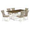East West Furniture X077GA235-7 7 Piece Modern Dining Table Set Consist of a Rectangle Wooden Table with X-Legs and 6 Doeskin Linen Fabric Parsons Dining Chairs, 40x72 Inch, Multi-Color view 1