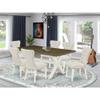 East West Furniture X077GA235-7 7 Piece Modern Dining Table Set Consist of a Rectangle Wooden Table with X-Legs and 6 Doeskin Linen Fabric Parsons Dining Chairs, 40x72 Inch, Multi-Color view 2