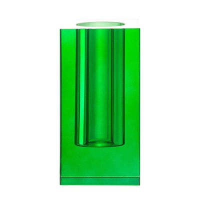 A & B Home 7.75" Green Vintage Inspired Rectangular Glass Vase