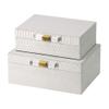 A & B Home Set of 2 White and Gold Contemporary Rectangular Snakeskin Decorative Boxes 10" view 1