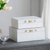 A & B Home Set of 2 White and Gold Contemporary Rectangular Snakeskin Decorative Boxes 10" view 2