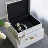 A & B Home Set of 2 White and Gold Contemporary Rectangular Snakeskin Decorative Boxes 10" view 3
