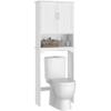 Yaheetech Over The Toilet Cabinet, Double Door Bathroom Storage Organizer, Toilet Rack with Inner Adjustable Shelf and Open Storage Shelf, White view 1