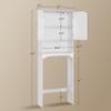 Yaheetech Over The Toilet Cabinet, Double Door Bathroom Storage Organizer, Toilet Rack with Inner Adjustable Shelf and Open Storage Shelf, White view 3
