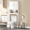 Yaheetech Over The Toilet Cabinet, Double Door Bathroom Storage Organizer, Toilet Rack with Inner Adjustable Shelf and Open Storage Shelf, White view 4