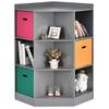 Costzon 9-Cubby Kids Bookcase with Extra Large Storage Baskets, Multi-Bin Children's Organizer Shelf with 6 Cubes and 3 Shelves, Wooden Storage Sideboard Suitable for Playroom, Decor Room (Gray) view 1