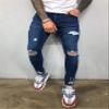 Andongnywell Men's Ripped Skinny Destroyed Jeans Mid Waist Slim Fit Stretchy Denim Pencil Pants Trousers (Blue,X-Large) view 2