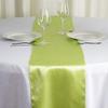 10 Pc 12 x 108 inch Long Charmeuse Satin Table Runners Bright Shiny Satin Silk and Smooth Fabric Runners for Table Decorations Great for Birthday Parties,Baby Shower Banquet Wedding - Apple Green view 2