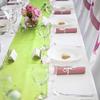 10 Pc 12 x 108 inch Long Charmeuse Satin Table Runners Bright Shiny Satin Silk and Smooth Fabric Runners for Table Decorations Great for Birthday Parties,Baby Shower Banquet Wedding - Apple Green view 3