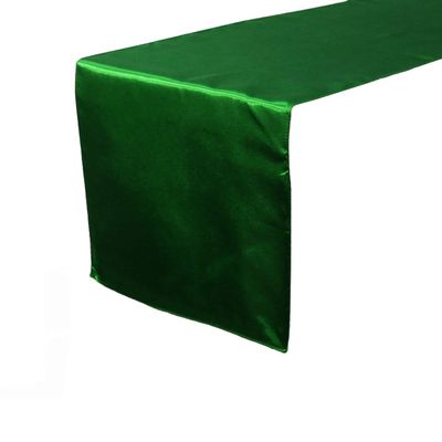 10 Pc 12 x 108 inch Long Charmeuse Satin Table Runners Bright Shiny Satin Silk and Smooth Fabric Runners for Table Decorations Great for Birthday Parties,Baby Shower Banquet Wedding - Green