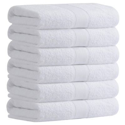 Aibaser Bath Towels, 27x54inch - Natural, Ultra Absorbent Towels for Bathroom, Travel, Gym, Shower and Spa (6 Piece Set) (White)