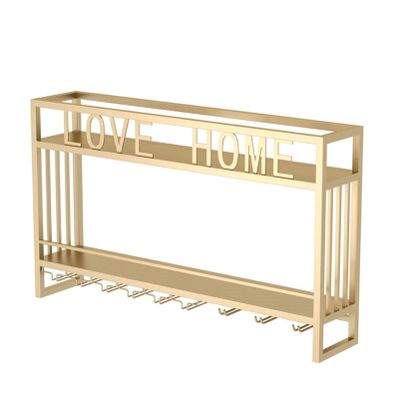 CGF- Mounted Wine Racks Industrial Wine Racks Wall Mounted with 6 Stem Glass Holder,3 Water CupholdersHanging Wine Holder Wine Accessories,2-Tiers Wall Mount Holder Rack Iron