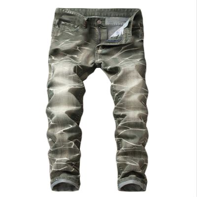 Andongnywell Men's Moto Biker Skinny Fit Denim Pants Zip-up Stretch Slim Fit Straight Jeans Trousers (Green,31)