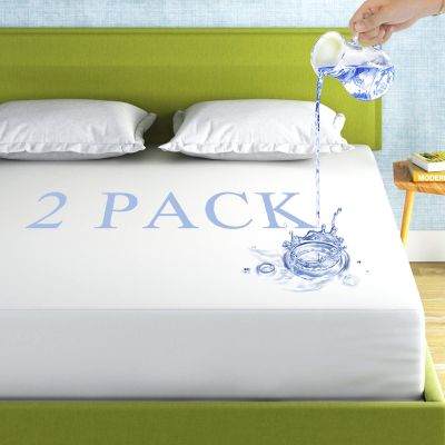 2 Pack Mattress Protector King Size 100% Waterproof Fitted Mattress Cover, Breathable Noiseless & Machine Washable Bed Cover Deep Pocket from 5" to 21", Bed Protector for Pets Kids Adults -Vinyl Free