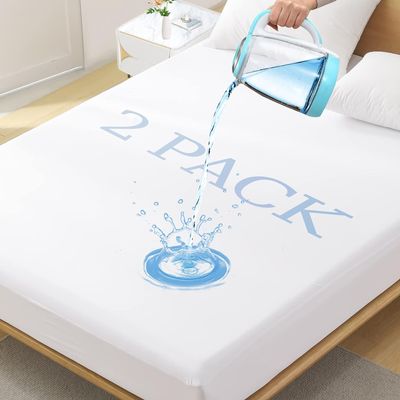 2 Pack Softhour Full Size Waterproof Mattress Protector, Stretch to 21'' Deep Pocket, Soft Breathable, Ideal for Home & Commercial Use
