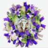 20x20x6 "Welcome Spring" Wreath with 3 DESIGNER ROSE FABRIC EASTER EGGS, Flowers & Ribbon for Front Door Outside or Inside Decorations, Very Full Large Spring Wreath view 1