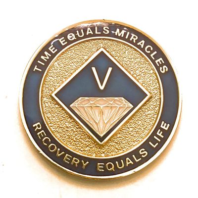 5 Year NA Blue & Gold Diamond Style Recovery, Clean, Medallion, Chip, Token
