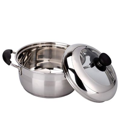 304 Stainless Steel Stock Pot, Household American Soup Pot, Cooking Pot (18/20/22cm), for 1-4 People, for Gas Stove/induction Cooker (Size : 22cm)