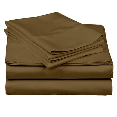 100% Egyptian Cotton 1000 Thread Count Luxury Soft Italian Finish 6-Piece Bed Sheet Set (1 Fitted, 1 Flat, 4 Pillowcase) Fits Upto 6-9 Deep Pocket (King Size, Taupe Color) Solid Pattern