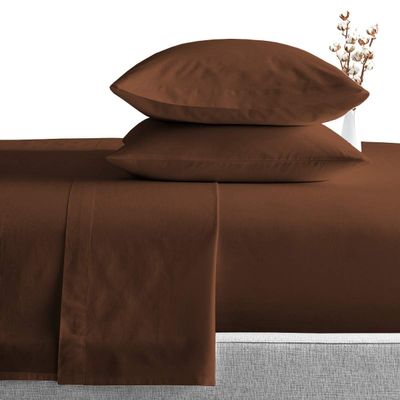 100% Egyptian Cotton 1000 Thread Count Luxury & Ultrasoft 6-Piece Bed Sheet Set (1 Fitted, 1 Flat, 4 Pillowcase) Fits Upto 21-24 Deep Pocket (King Size, Chocolate Color) Solid Pattern