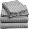 100% Egyptian Cotton 1000 Thread Count Luxury & Ultrasoft 6-Piece Bed Sheet Set (1 Fitted, 1 Flat, 4 Pillowcase) Fits Upto 21-24 Deep Pocket (King Size, Silver Grey Color) Stripe Pattern view 1