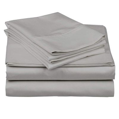 100% Egyptian Cotton 1000 Thread Count Luxury Soft Italian Finish 6-Piece Bed Sheet Set (1 Fitted, 1 Flat, 4 Pillowcase) Fits Upto 6-9 Deep Pocket (Queen Size, Silver Grey Color) Solid Pattern