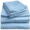 100% Egyptian Cotton 1000 Thread Count Luxury & Ultrasoft 6-Piece Bed Sheet Set (1 Fitted, 1 Flat, 4 Pillowcase) Fits Upto 21-24 Deep Pocket (Queen Size, Light Blue Color) Stripe Pattern view 1