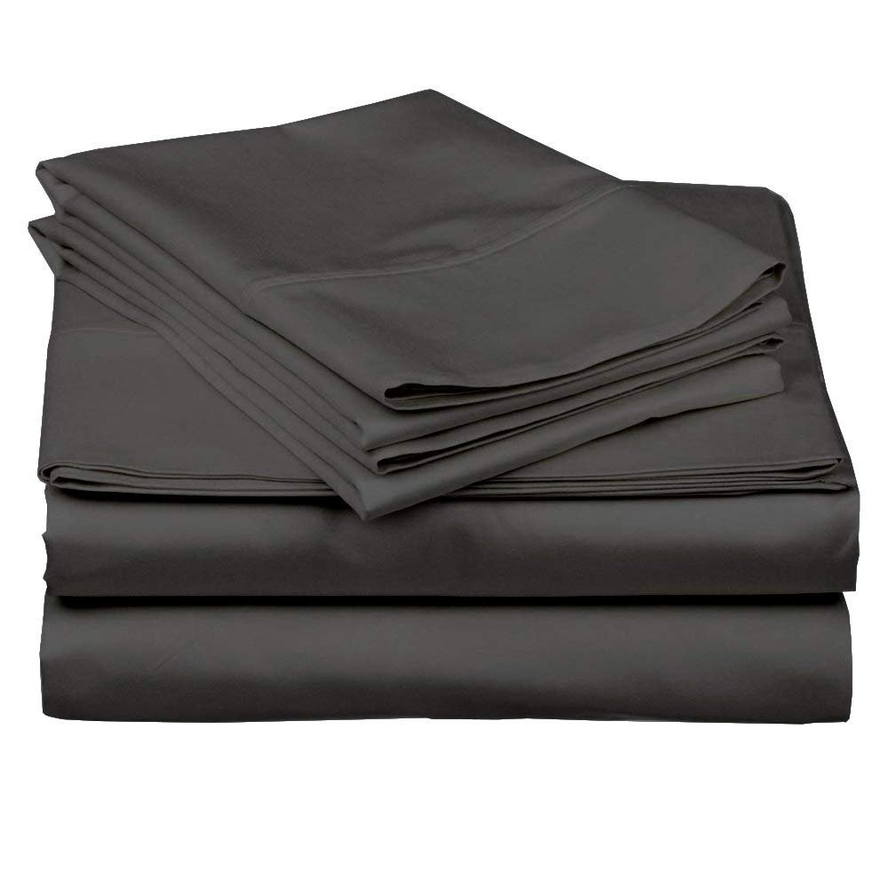100% Egyptian Cotton 1000 Thread Count Luxury & Ultrasoft 4-Piece Bed Sheet Set Fits Upto 21-24 Deep Pocket (King Size, Grey Color) Solid Pattern