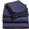 100% Egyptian Cotton 1000 Thread Count Luxury & Ultrasoft 4-Piece Bed Sheet Set Fits Upto 21-24 Deep Pocket (King Size, Navy Blue Color) Stripe Pattern view 1