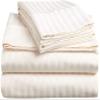 100% Egyptian Cotton 1000 Thread Count Luxury & Ultrasoft 6-Piece Bed Sheet Set (1 Fitted, 1 Flat, 4 Pillowcase) Fits Upto 21-24 Deep Pocket (King Size, Ivory Color) Stripe Pattern view 1