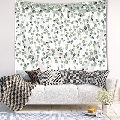 HVEST Green Tapestry Spring Watercolor Tropical Green Leaves Tapestries Plants Leaf Natural Tapestry Wall Hanging Blanket for Bedroom Living Room Teen College Dorm Indie Decor Poster,59x51 Inches