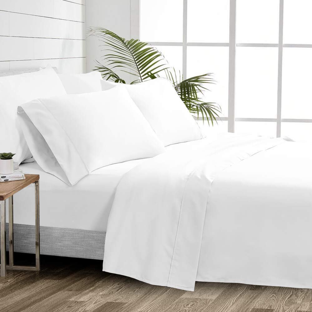 1000 Thread Count 100% Cotton Sheets  White Extra Long-Staple Cotton Twin XL Sheets, Fits Mattress 16'' Deep Pocket, Sateen Weave, Soft Cotton 4 Piece Bed Sheets Set