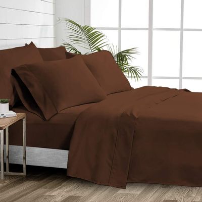 1000 Thread Count 100% Cotton Sheets  Chocolate Extra Long-Staple Cotton King Sheets, Fits Mattress 16'' Deep Pocket, Sateen Weave, Soft Cotton 4 Piece Bed Sheets Set