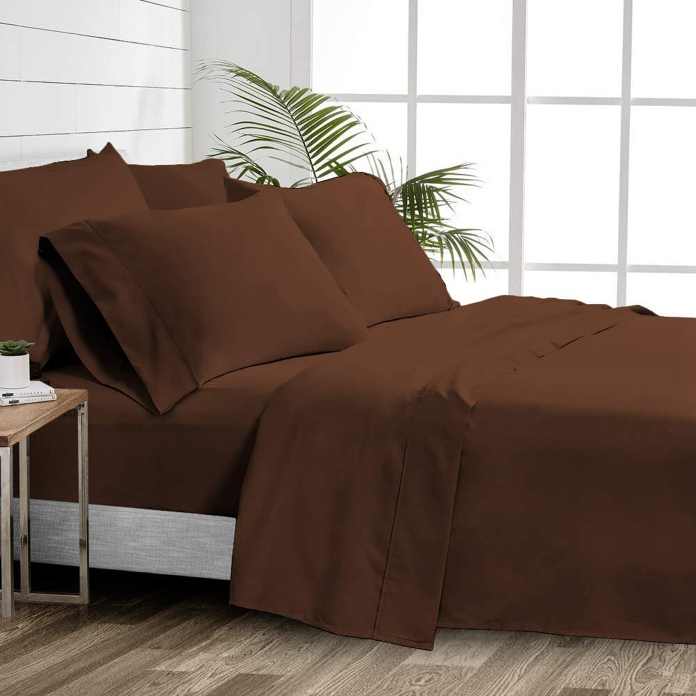 1000 Thread Count 100% Cotton Sheets  Chocolate Extra Long-Staple Cotton King Sheets, Fits Mattress 16'' Deep Pocket, Sateen Weave, Soft Cotton 4 Piece Bed Sheets Set