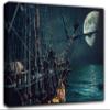 Pirate Ship at Sea Wall Art Decor Picture Painting Poster Print on Canvas Panels Pieces - Creative Theme Wall Decoration Set - Moon Sky Wall Picture for Creative Space 17 by 30 in view 1