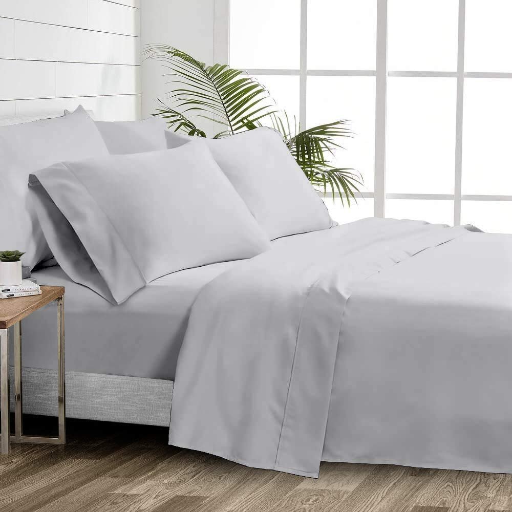 1000 Thread Count 100% Cotton Sheets  Light Grey Extra Long-Staple Cotton Full Sheets, Fits Mattress 16'' Deep Pocket, Sateen Weave, Soft Cotton 4 Piece Bed Sheets Set