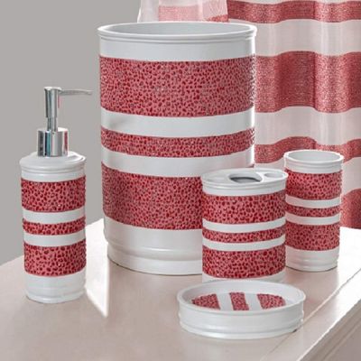 6-Piece Decorative Bathroom Accessory Set Made of Polyresin (Marquis Red)