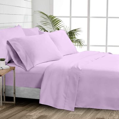 1000 Thread Count 100% Cotton Sheets  Lilac Extra Long-Staple Cotton King Sheets, Fits Mattress 16'' Deep Pocket, Sateen Weave, Soft Cotton 4 Piece Bed Sheets Set