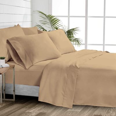 1000 Thread Count 100% Cotton Sheets  Taupe Extra Long-Staple Cotton Twin XL Sheets, Fits Mattress 16'' Deep Pocket, Sateen Weave, Soft Cotton 4 Piece Bed Sheets Set